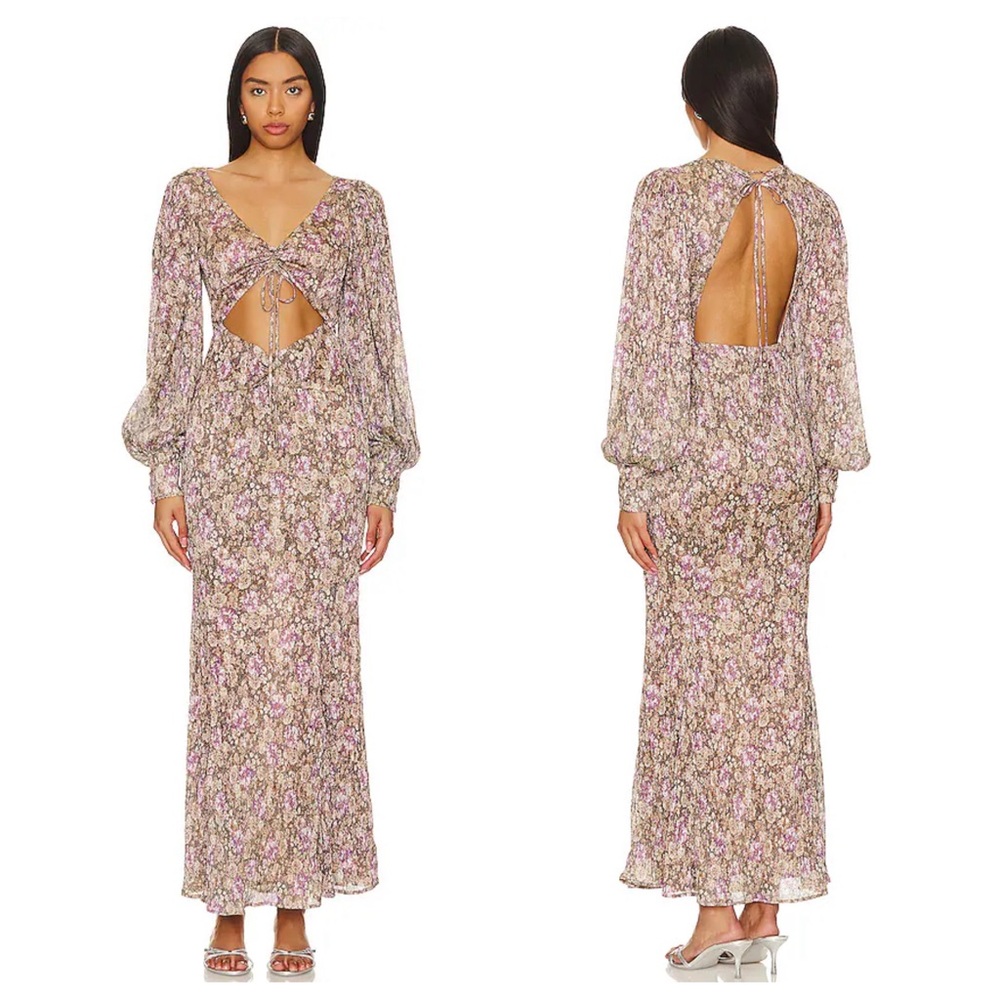 NWT New Free People x For Love And Lemons Wynne Floral Maxi Dress in Purple
